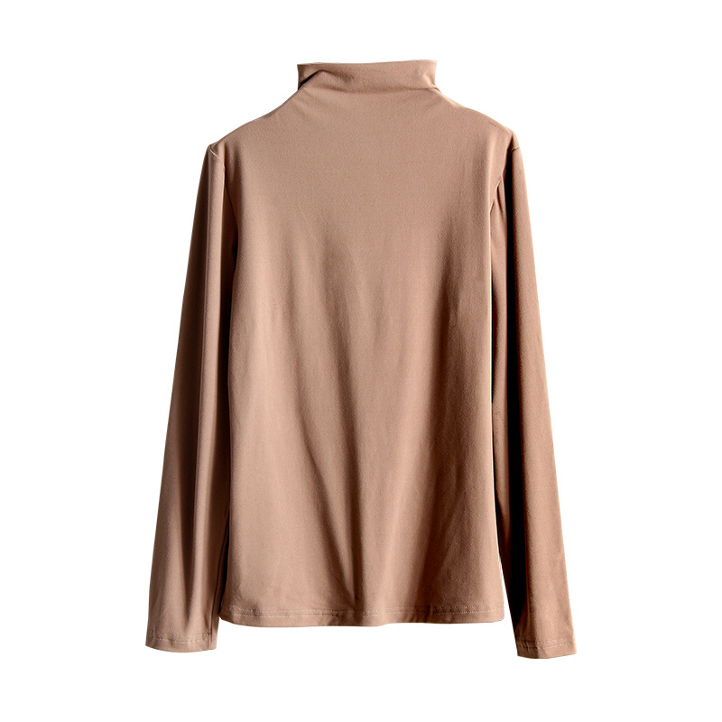 Milk Silk Dralon Double-Sided Brushed Half Turtleneck Bottoming Shirt Women&#039;s Autumn and Winter Korean-Style Long-Sleeved T-shirt Inner Mask Autumn Clothes