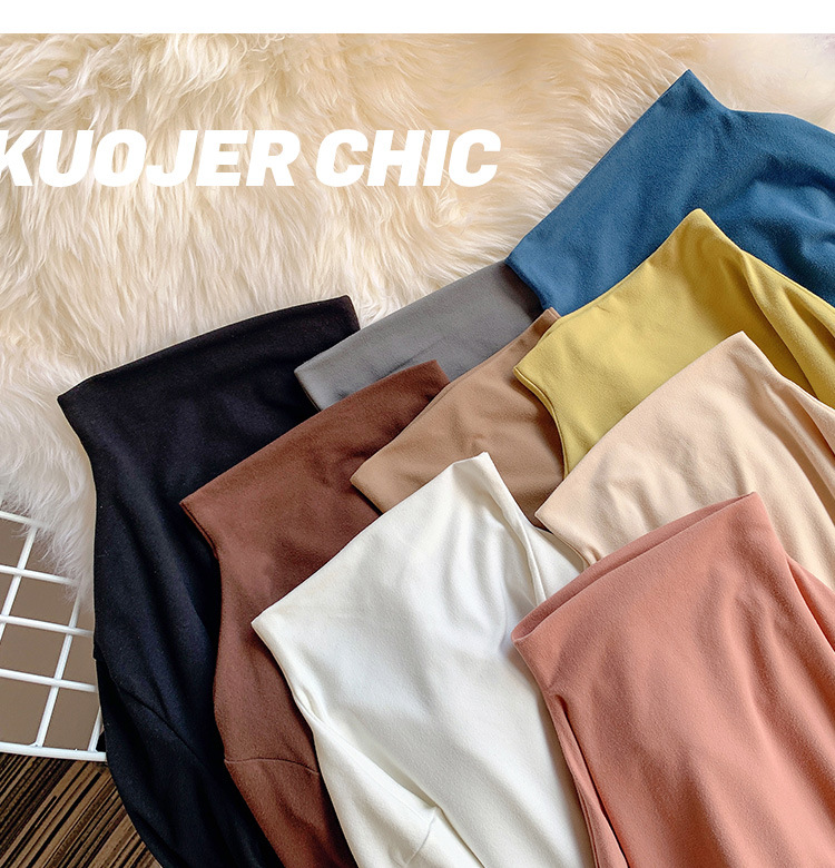Milk Silk Dralon Double-Sided Brushed Half Turtleneck Bottoming Shirt Women's Autumn and Winter Korean-Style Long-Sleeved T-shirt Inner Mask Autumn Clothes