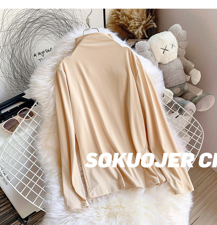 Milk Silk Dralon Double-Sided Brushed Half Turtleneck Bottoming Shirt Women's Autumn and Winter Korean-Style Long-Sleeved T-shirt Inner Mask Autumn Clothes