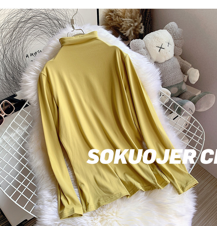 Milk Silk Dralon Double-Sided Brushed Half Turtleneck Bottoming Shirt Women's Autumn and Winter Korean-Style Long-Sleeved T-shirt Inner Mask Autumn Clothes