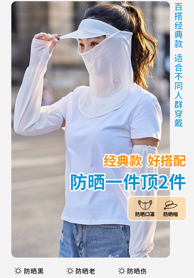Summer Sun Protection Mask Female Ice Silk Mask Full Face Cover Face Neck Protection Thin UV Protection Riding Sun Hat Integrated
