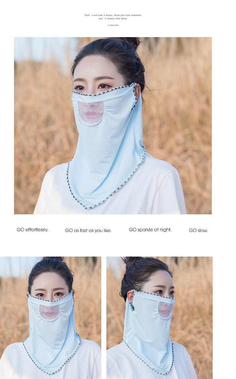 Sunscreen Mask Female Summer Dustproof and Breathable Neck Protection Summer Mask Ice Silk Cycling Driving Thin Sunscreen Mask Wholesale