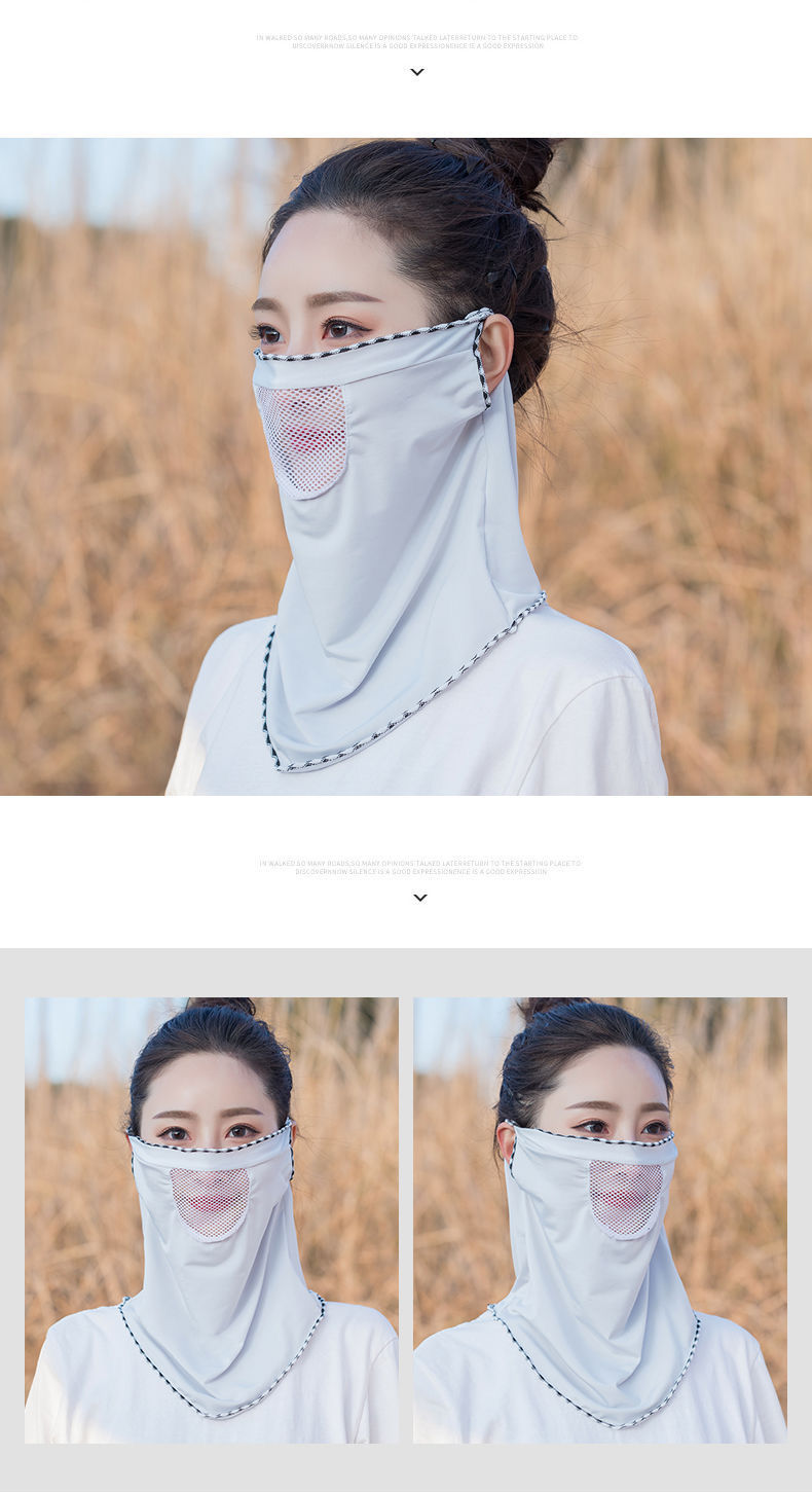 Sunscreen Mask Female Summer Dustproof and Breathable Neck Protection Summer Mask Ice Silk Cycling Driving Thin Sunscreen Mask Wholesale