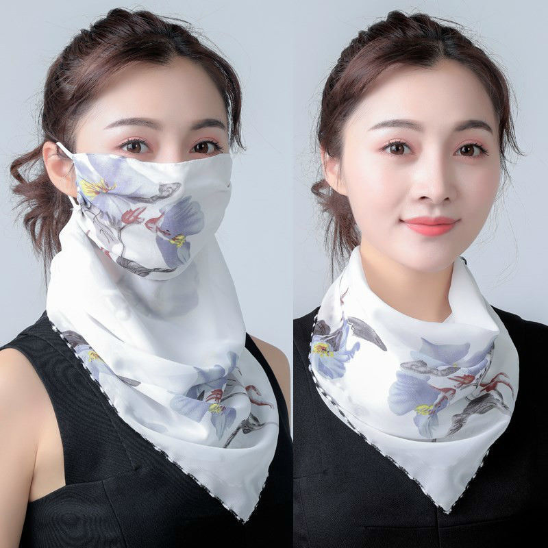 Spring and Summer Sun Protection Mask Neck Protection Women&#039;s Thin Chiffon Breathable Mask Cycling UV Protection Small Silk Scarf Mask