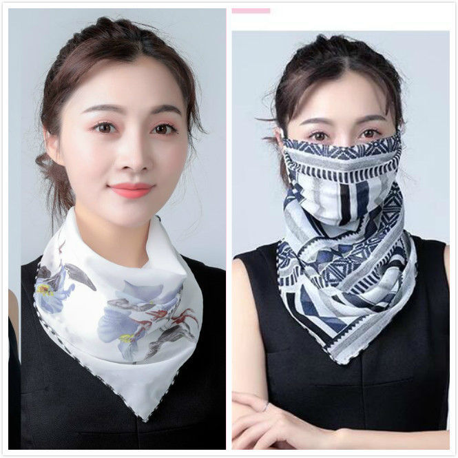 Spring and Summer Sun Protection Mask Neck Protection Women's Thin Chiffon Breathable Mask Cycling UV Protection Small Silk Scarf Mask
