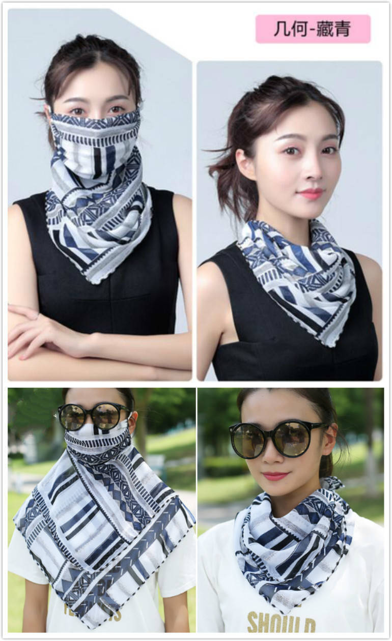 Spring and Summer Sun Protection Mask Neck Protection Women's Thin Chiffon Breathable Mask Cycling UV Protection Small Silk Scarf Mask