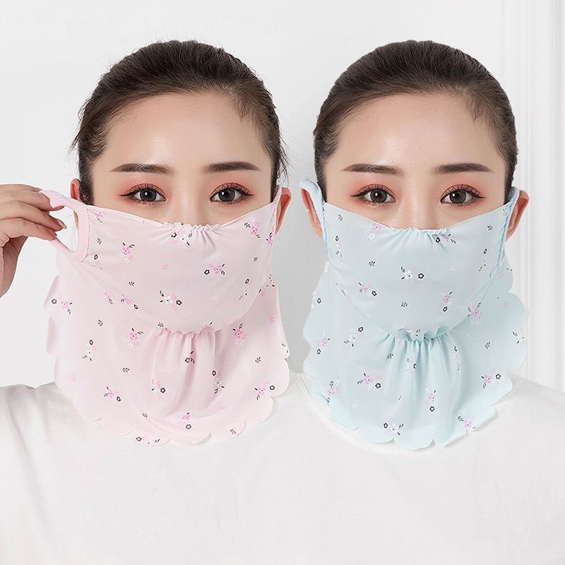 Stall Supply Sun Protection Mask Neck Protection Female Cycling Sun-Proof Breathable Ice Silk Small Floral Mask Dustproof UV Protection Stall Supply Sun Protection Mask Neck Protection Female Cycling Sun-Proof Breathable Ice Silk Small Floral Mask Dustproof UV Protection