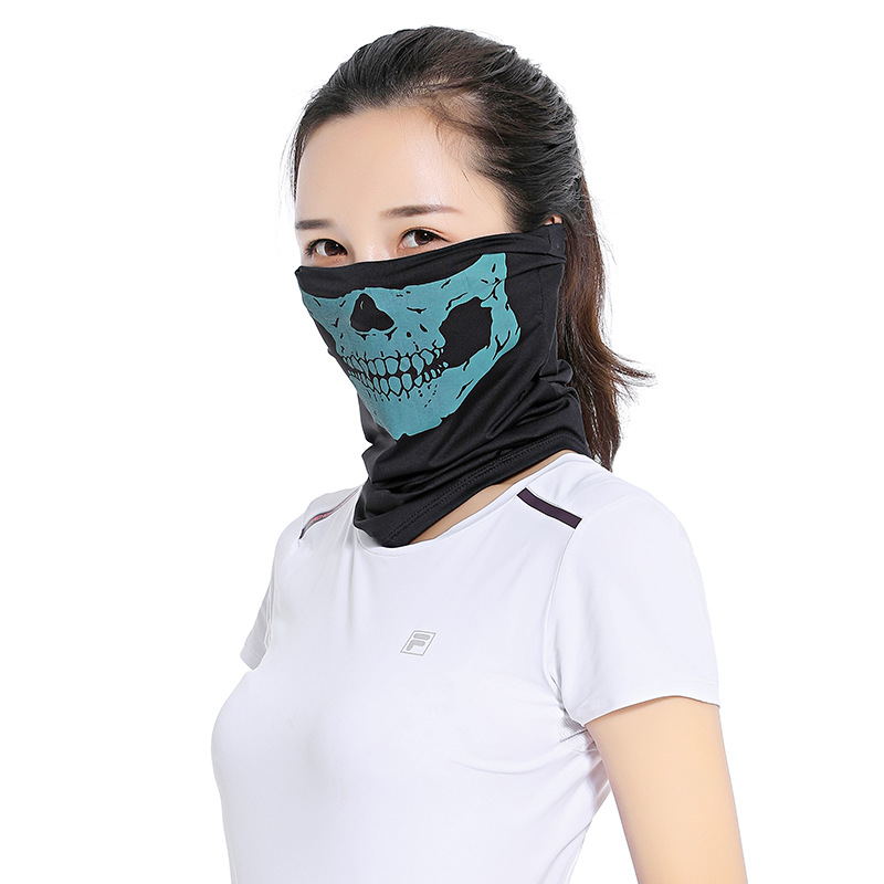 Summer Ice Silk Outdoor Riding Black CS Variety Skull Scarf Breathable Multifunctional Sun Block and Dustproof Mask Scarf