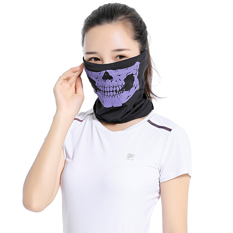 Summer Ice Silk Outdoor Riding Black CS Variety Skull Scarf Breathable Multifunctional Sun Block and Dustproof Mask Scarf