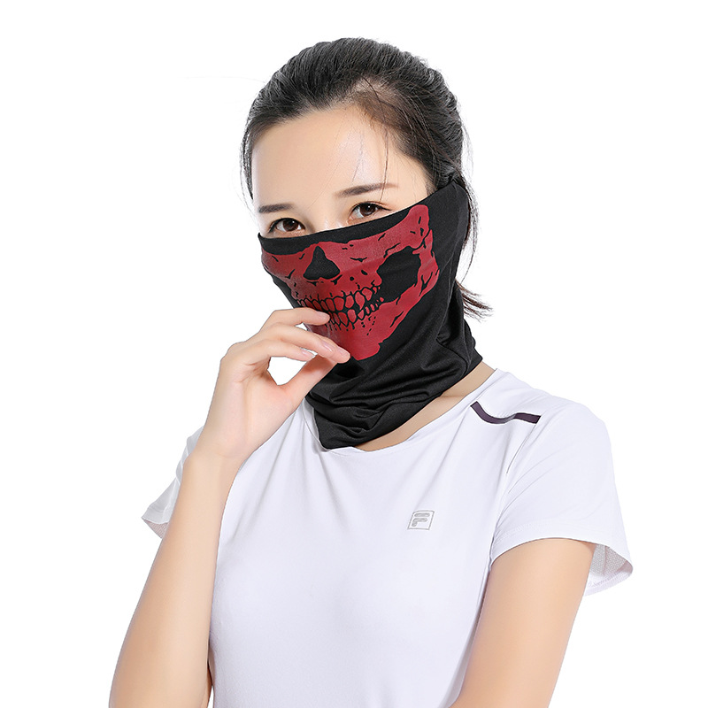 Summer Ice Silk Outdoor Riding Black CS Variety Skull Scarf Breathable Multifunctional Sun Block and Dustproof Mask Scarf