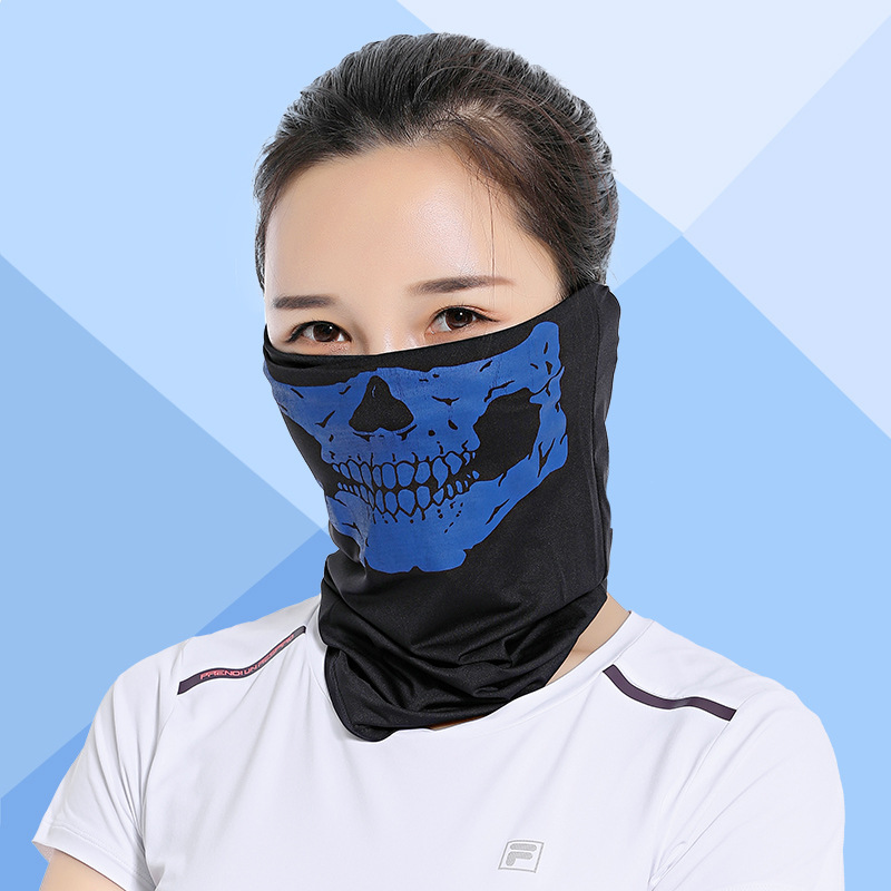 Summer Ice Silk Outdoor Riding Black CS Variety Skull Scarf Breathable Multifunctional Sun Block and Dustproof Mask Scarf