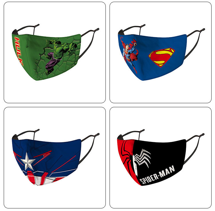 Spider-Man Mask Children's Ice Silk Cartoon Captain America Dustproof Anti-Fouling Spring and Summer Mask Breathable Mesh Red Washable