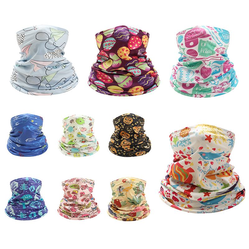 Summer Ice Silk Children&#039;s Neckerchief Outdoor Sports Digital Printing Cartoon Cycling Sunscreen Mask Multifunctional Magic Headband