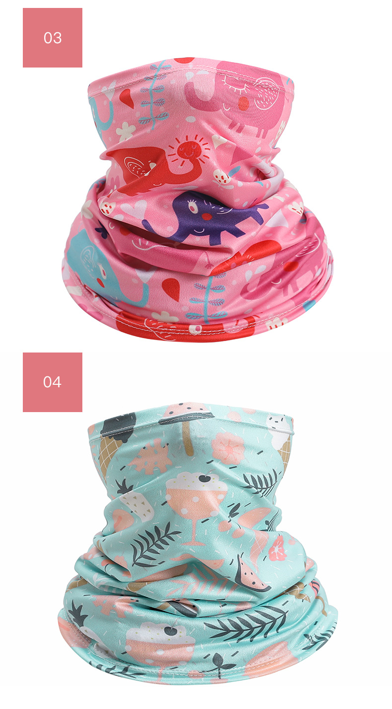 Summer Ice Silk Children's Neckerchief Outdoor Sports Digital Printing Cartoon Cycling Sunscreen Mask Multifunctional Magic Headband