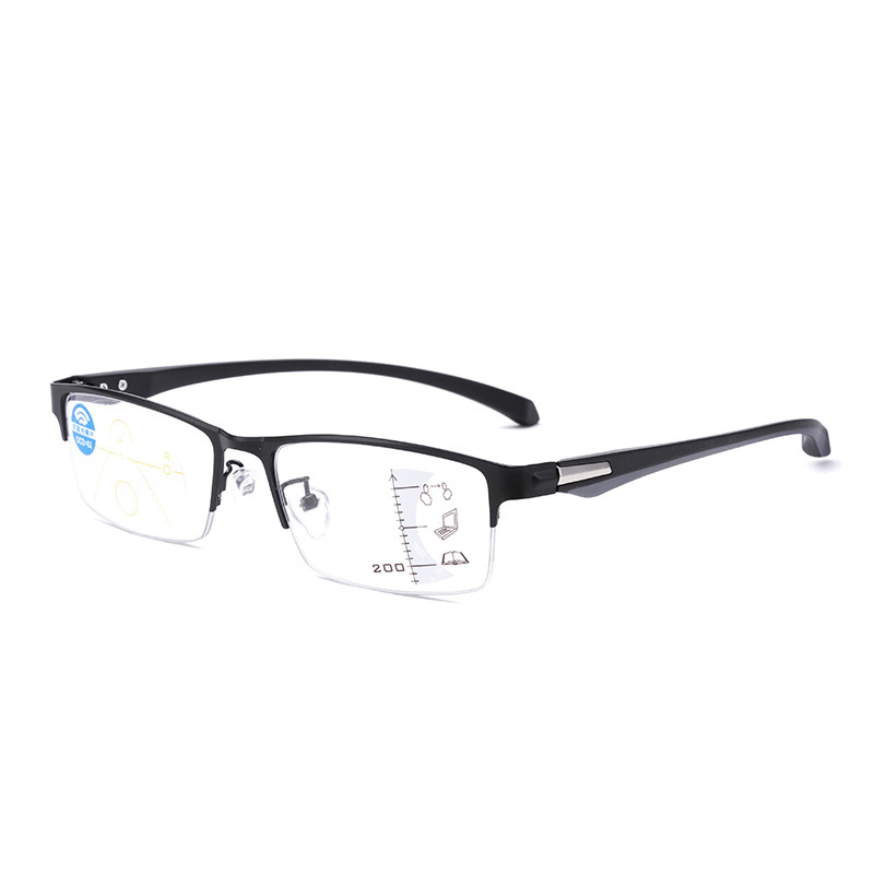 Color-Changing Presbyopic Glasses Dual-Use Anti-Blue Light Progressive Multi-Focus Smart Zoom Metal Business Presbyopic Glasses