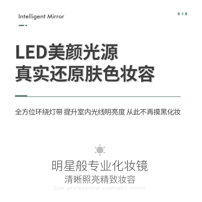 Smart Fashion Trending Bathroom Mirror Wall-Mounted Bathroom Mirror with Light Led Bathroom Mirror Luminous Antifog Glasses