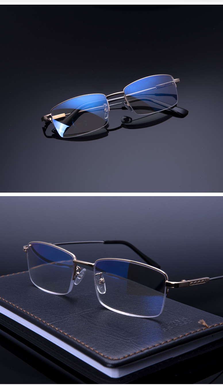 Smart Zoom Presbyopic Glasses Anti-Blue Light Multi-Focus Dual-Use Presbyopic Glasses Metal Reading Elderly Far-Sighted Glasses