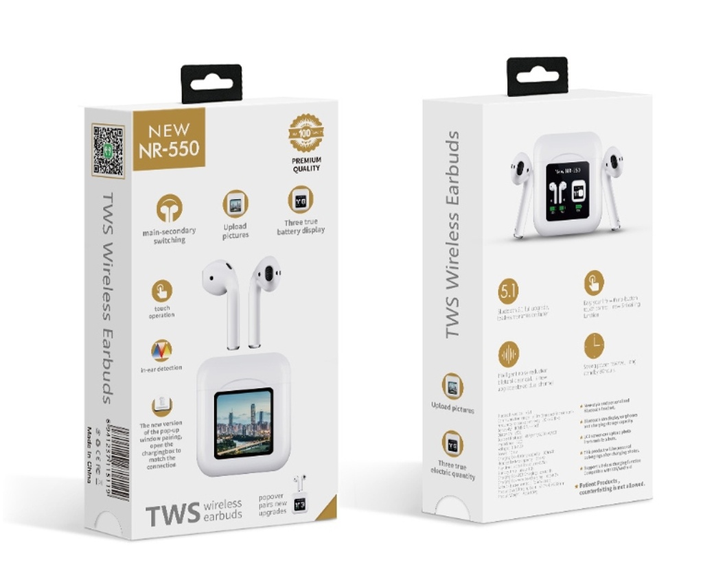TWS Bluetooth Headset HD Digital Display LED Screen Changeable Picture Low Power Consumption Ultra-Long Life Battery Bluetooth Headset