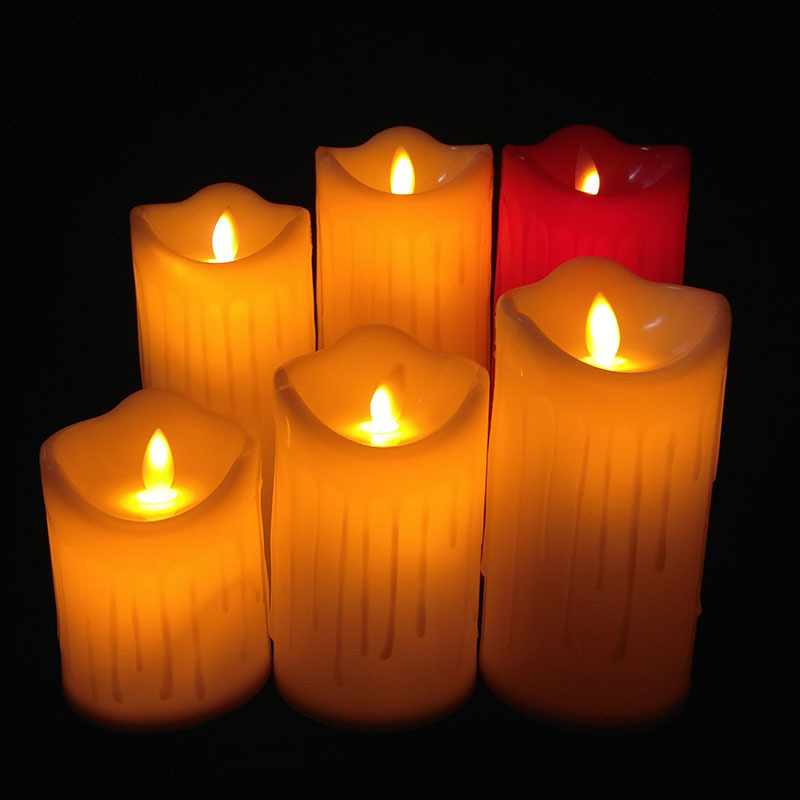 Large LED Candle Light Simulation Wax Drip Tears Swing Electronic Candle Birthday Party Wedding Lead Street Light Buddha Lamp