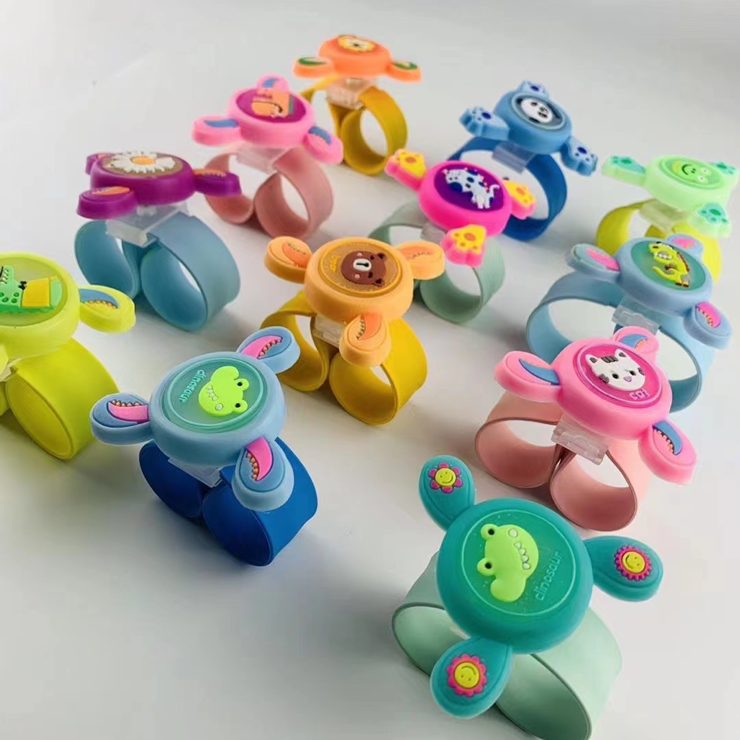 Cartoon Dinosaur Flash Rotating Mosquito Repellent Bracelet Silicone Slap Bracelet Children Anti-Mosquito in Summer Bracelet Organic Essence Oil