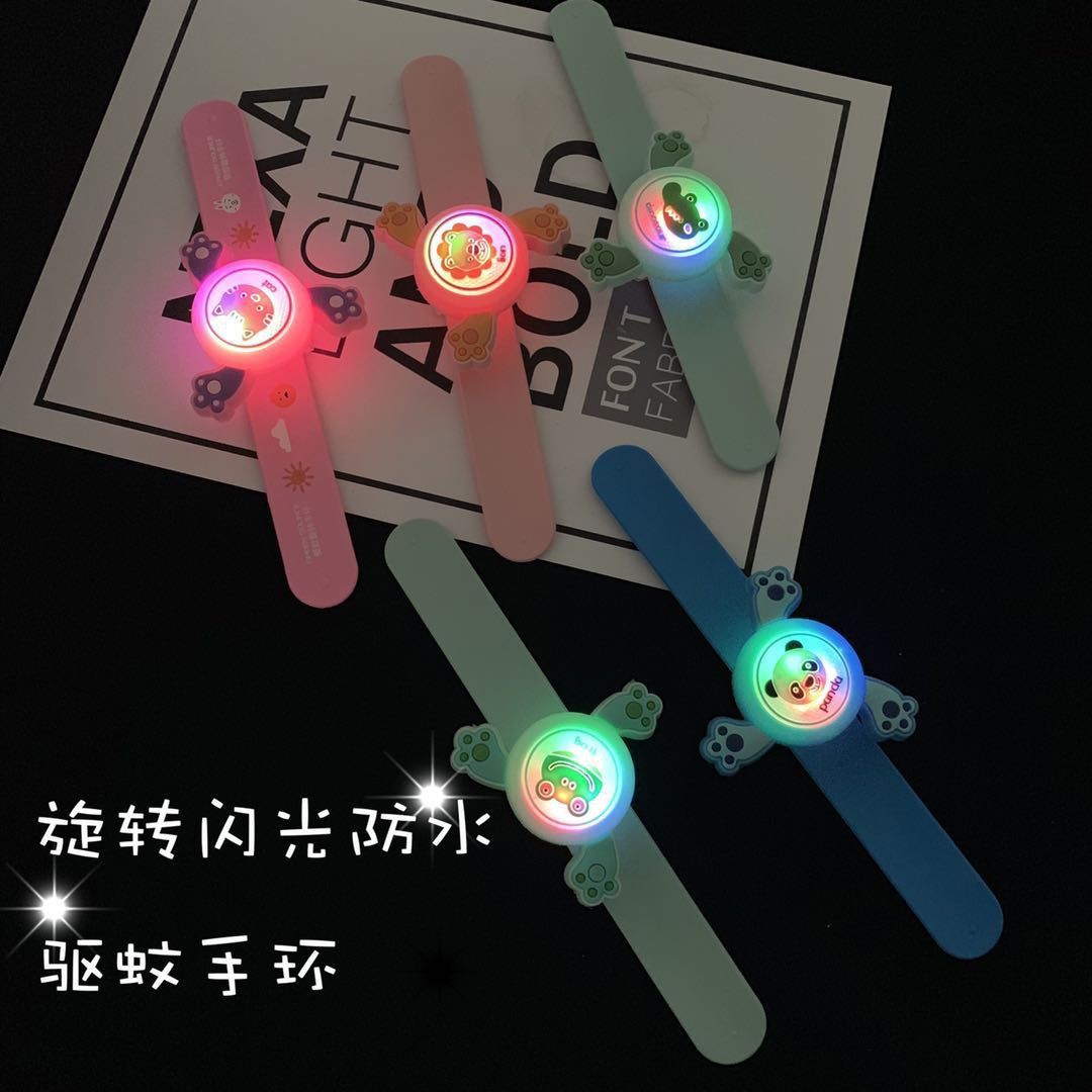 Cartoon Dinosaur Flash Rotating Mosquito Repellent Bracelet Silicone Slap Bracelet Children Anti-Mosquito in Summer Bracelet Organic Essence Oil