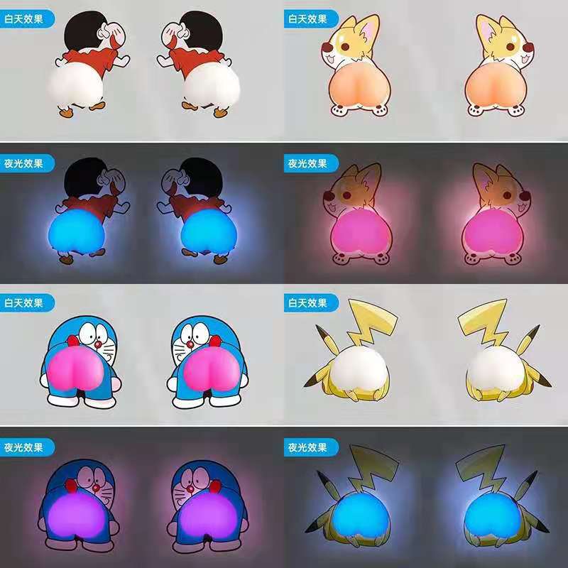 Luminous Cartoon Crayon Xiaoxin Butt Peach Squeezing Toy Three-Dimensional Peach Cell Phone Shell Accessories Little Creative Gifts