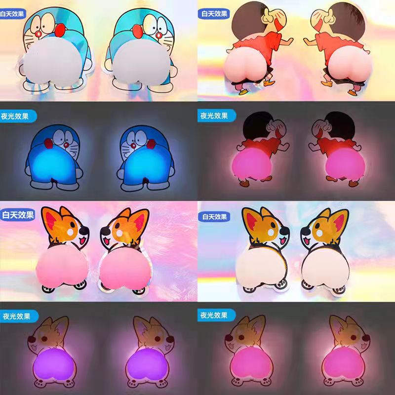Luminous Cartoon Crayon Xiaoxin Butt Peach Squeezing Toy Three-Dimensional Peach Cell Phone Shell Accessories Little Creative Gifts
