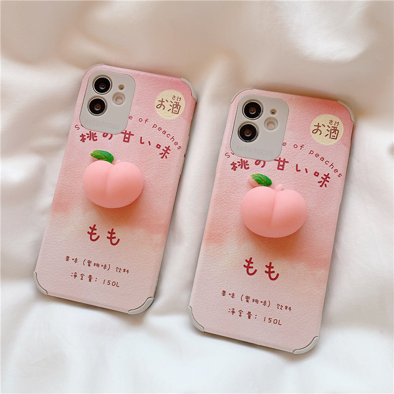 Luminous Cartoon Crayon Xiaoxin Butt Peach Squeezing Toy Three-Dimensional Peach Cell Phone Shell Accessories Little Creative Gifts