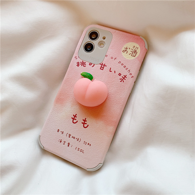 Luminous Cartoon Crayon Xiaoxin Butt Peach Squeezing Toy Three-Dimensional Peach Cell Phone Shell Accessories Little Creative Gifts