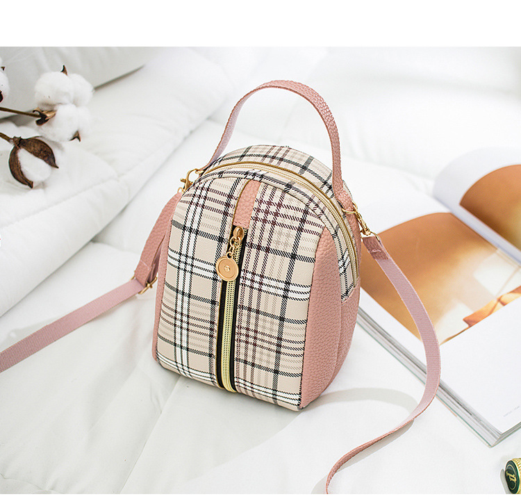 Korean Style Shell Shape Printed Zipper Small Backpack Foreign Trade Wholesale 2021 Summer New Plaid Personalized Mobile Phone Bag Korean Style Shell Shape Printed Zipper Small Backpack Foreign Trade Wholesale 2021 Summer New Plaid Personalized Mobile Phone Bag