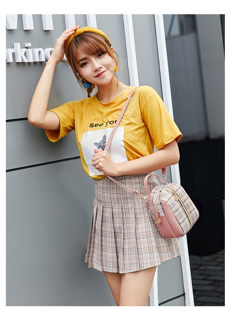 Korean Style Shell Shape Printed Zipper Small Backpack Foreign Trade Wholesale 2021 Summer New Plaid Personalized Mobile Phone Bag Korean Style Shell Shape Printed Zipper Small Backpack Foreign Trade Wholesale 2021 Summer New Plaid Personalized Mobile Phone Bag