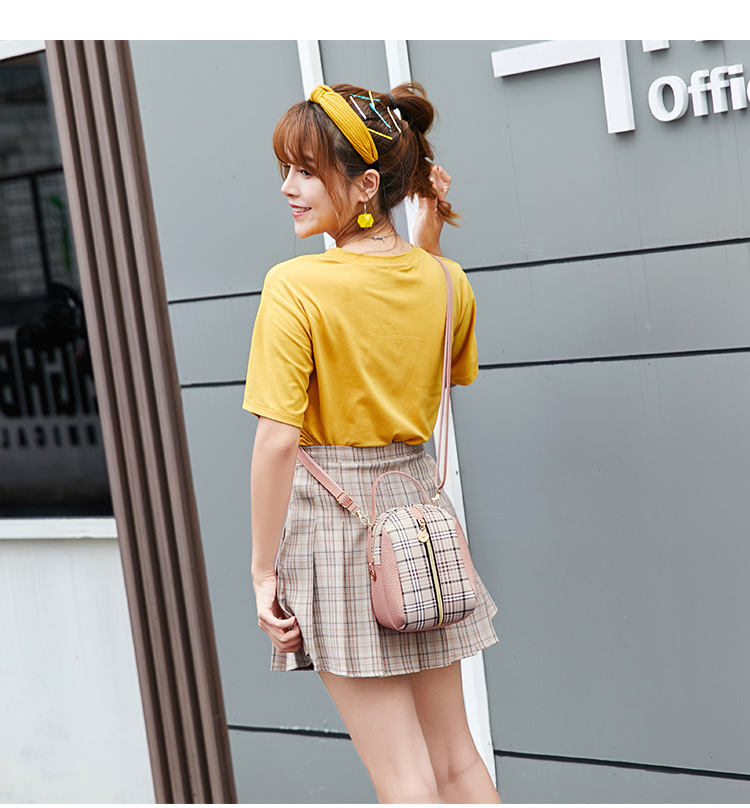 Korean Style Shell Shape Printed Zipper Small Backpack Foreign Trade Wholesale 2021 Summer New Plaid Personalized Mobile Phone Bag Korean Style Shell Shape Printed Zipper Small Backpack Foreign Trade Wholesale 2021 Summer New Plaid Personalized Mobile Phone Bag