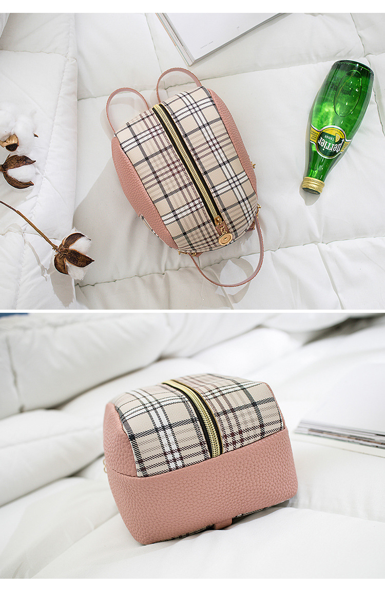 Korean Style Shell Shape Printed Zipper Small Backpack Foreign Trade Wholesale 2021 Summer New Plaid Personalized Mobile Phone Bag Korean Style Shell Shape Printed Zipper Small Backpack Foreign Trade Wholesale 2021 Summer New Plaid Personalized Mobile Phone Bag