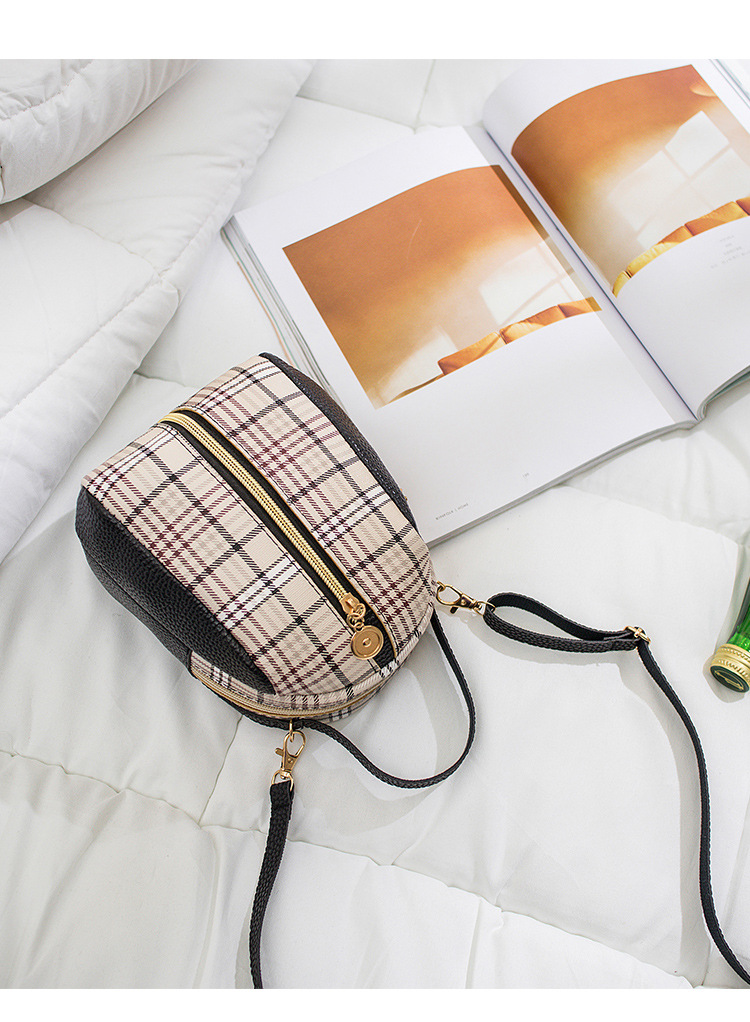 Korean Style Shell Shape Printed Zipper Small Backpack Foreign Trade Wholesale 2021 Summer New Plaid Personalized Mobile Phone Bag Korean Style Shell Shape Printed Zipper Small Backpack Foreign Trade Wholesale 2021 Summer New Plaid Personalized Mobile Phone Bag