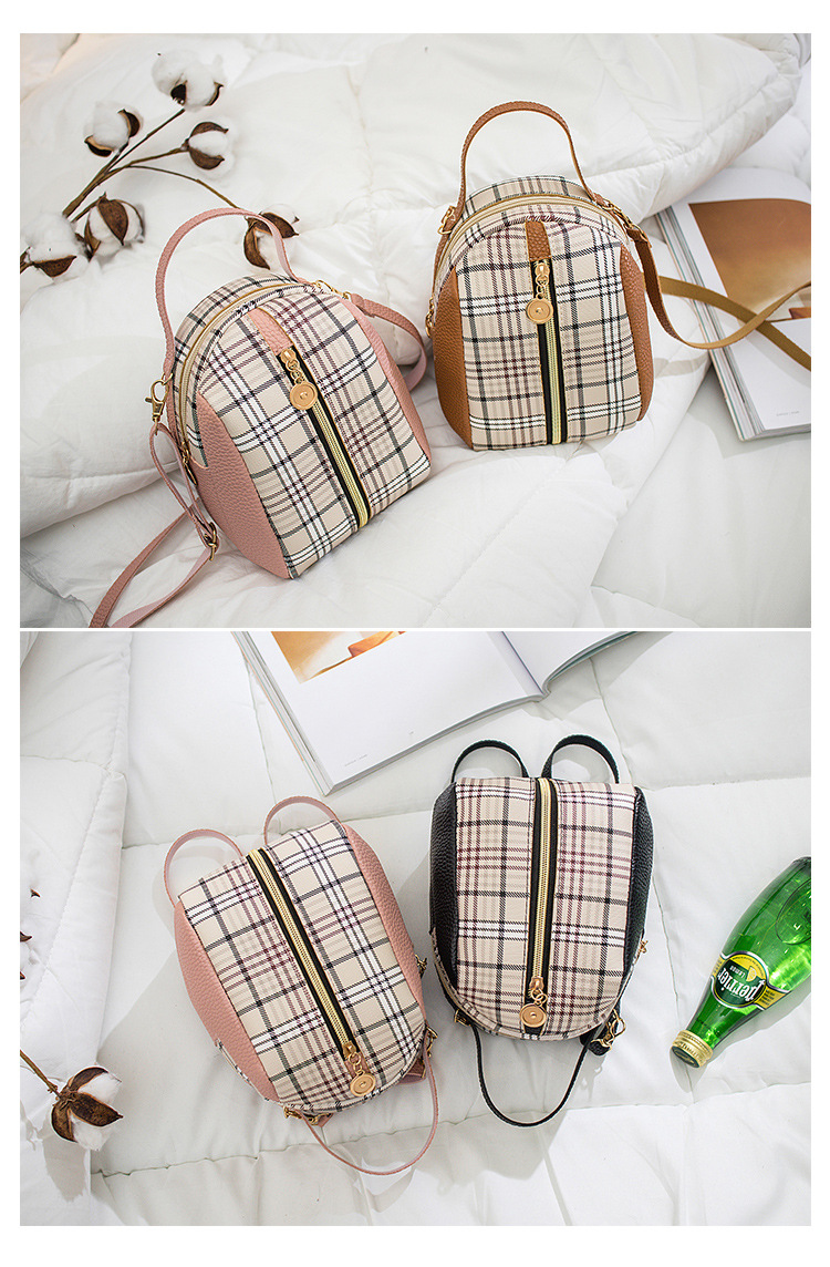 Korean Style Shell Shape Printed Zipper Small Backpack Foreign Trade Wholesale 2021 Summer New Plaid Personalized Mobile Phone Bag Korean Style Shell Shape Printed Zipper Small Backpack Foreign Trade Wholesale 2021 Summer New Plaid Personalized Mobile Phone Bag