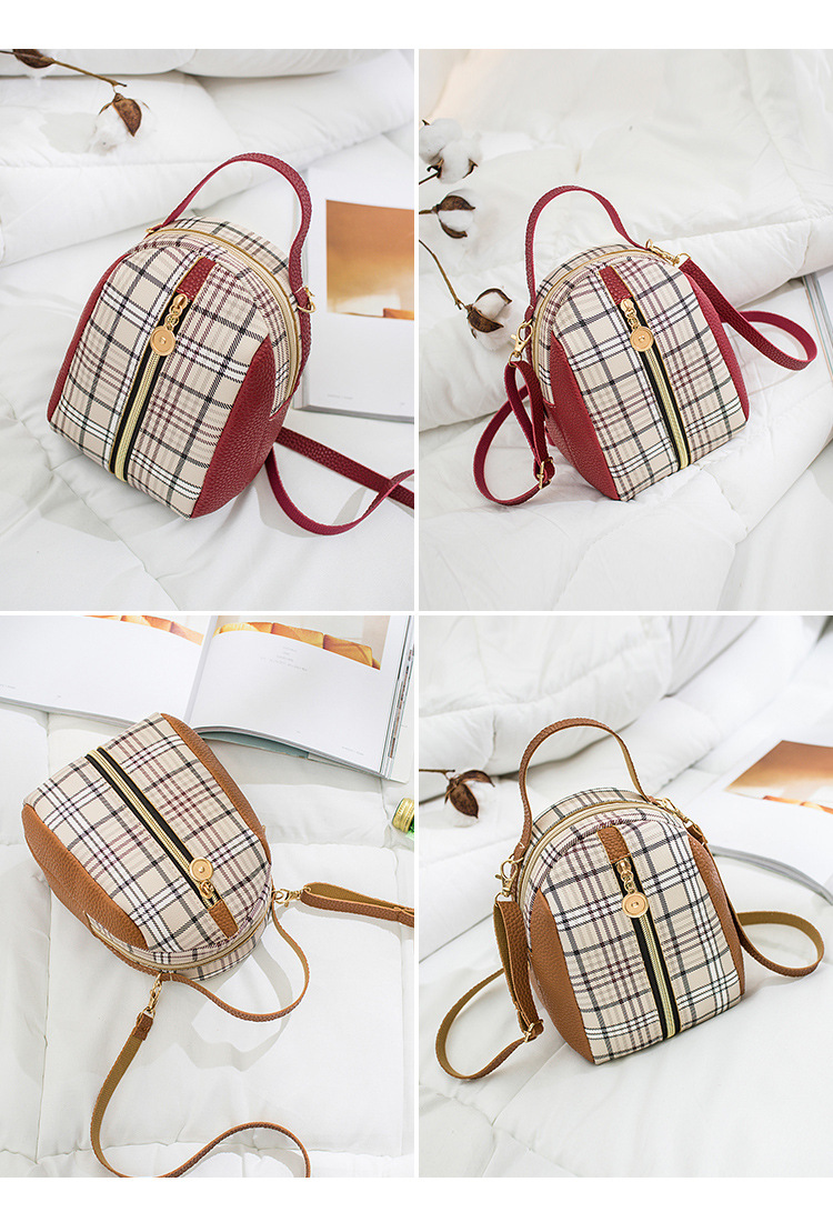 Korean Style Shell Shape Printed Zipper Small Backpack Foreign Trade Wholesale 2021 Summer New Plaid Personalized Mobile Phone Bag Korean Style Shell Shape Printed Zipper Small Backpack Foreign Trade Wholesale 2021 Summer New Plaid Personalized Mobile Phone Bag