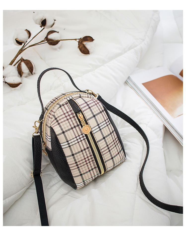 Korean Style Shell Shape Printed Zipper Small Backpack Foreign Trade Wholesale 2021 Summer New Plaid Personalized Mobile Phone Bag Korean Style Shell Shape Printed Zipper Small Backpack Foreign Trade Wholesale 2021 Summer New Plaid Personalized Mobile Phone Bag