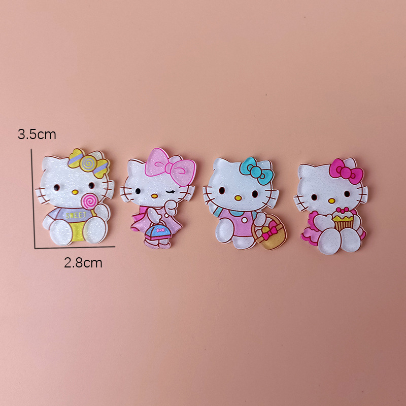 Children's DIY Brickearth Patch Cute Cartoon Hello Kitty Acrylic Phone Shell Stickers Jewelry Accessories Materials Wholesale