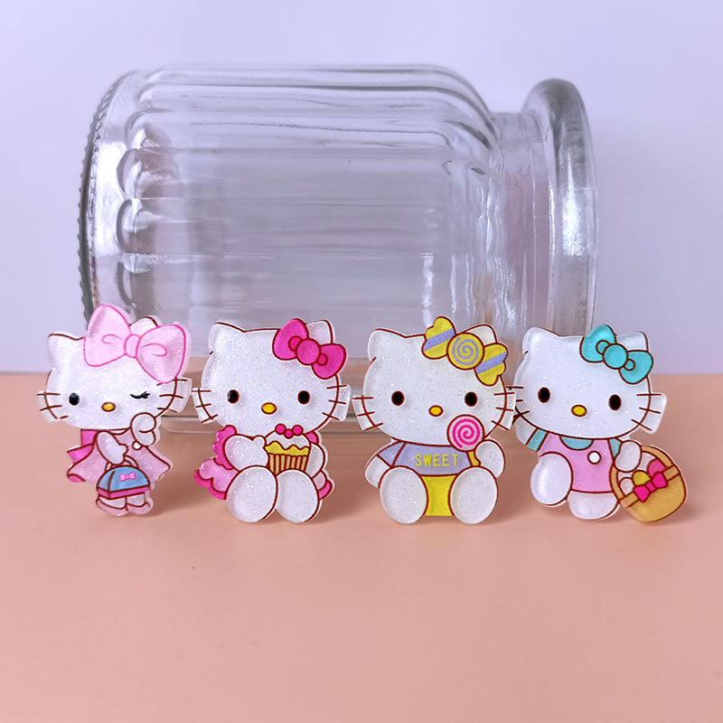 Children's DIY Brickearth Patch Cute Cartoon Hello Kitty Acrylic Phone Shell Stickers Jewelry Accessories Materials Wholesale