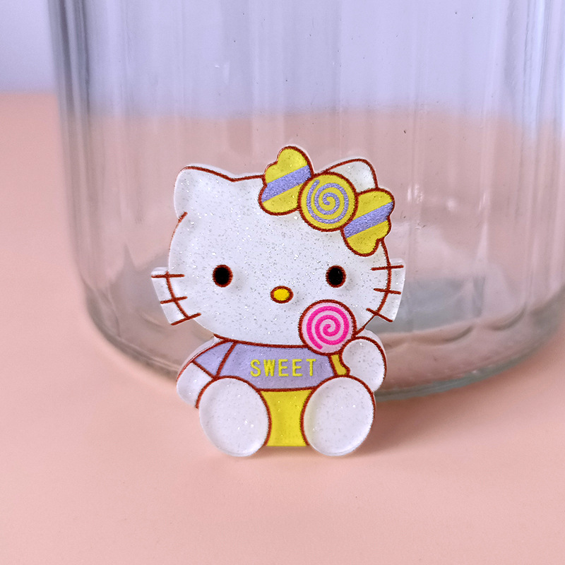 Children's DIY Brickearth Patch Cute Cartoon Hello Kitty Acrylic Phone Shell Stickers Jewelry Accessories Materials Wholesale
