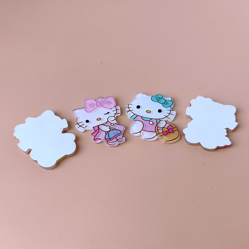 Children's DIY Brickearth Patch Cute Cartoon Hello Kitty Acrylic Phone Shell Stickers Jewelry Accessories Materials Wholesale