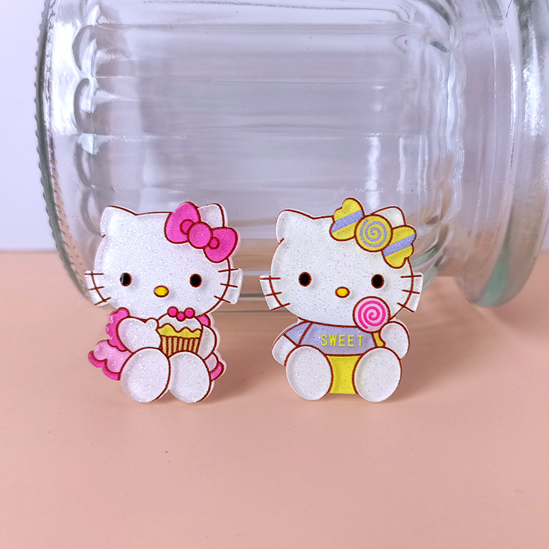Children's DIY Brickearth Patch Cute Cartoon Hello Kitty Acrylic Phone Shell Stickers Jewelry Accessories Materials Wholesale
