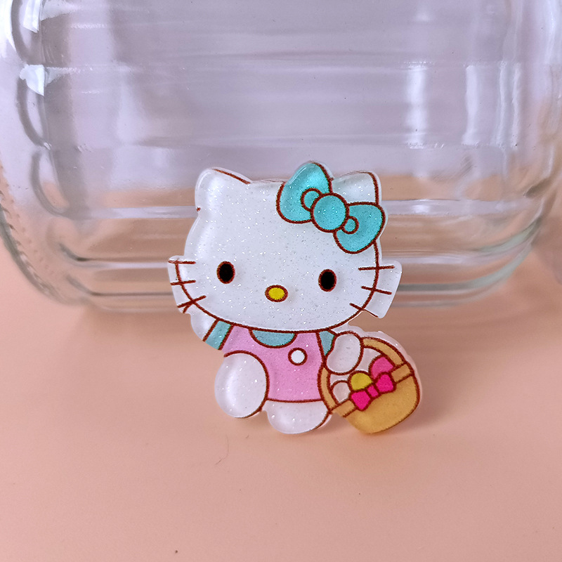 Children's DIY Brickearth Patch Cute Cartoon Hello Kitty Acrylic Phone Shell Stickers Jewelry Accessories Materials Wholesale