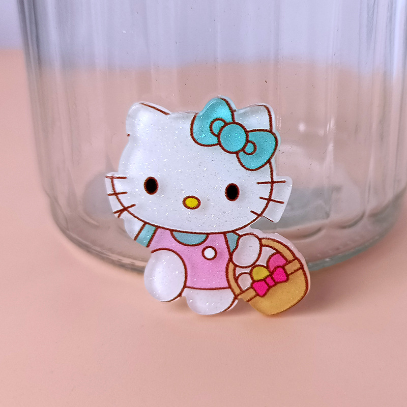 Children's DIY Brickearth Patch Cute Cartoon Hello Kitty Acrylic Phone Shell Stickers Jewelry Accessories Materials Wholesale