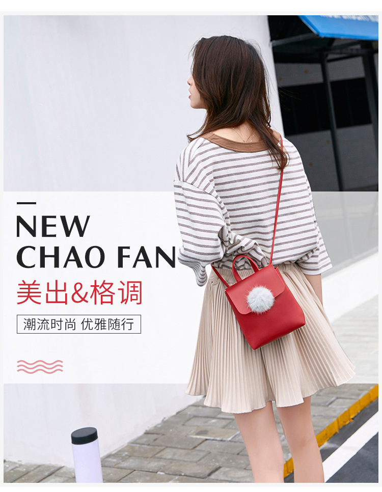 Factory Wholesale Women's Shoulder Fur Ball Bag 2018 New Korean Style Women's Crossbody Shell Shape Mobile Phone Bag 97