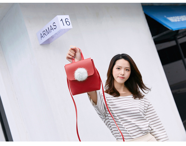 Factory Wholesale Women's Shoulder Fur Ball Bag 2018 New Korean Style Women's Crossbody Shell Shape Mobile Phone Bag 97
