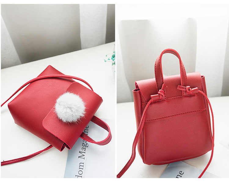 Factory Wholesale Women's Shoulder Fur Ball Bag 2018 New Korean Style Women's Crossbody Shell Shape Mobile Phone Bag 97