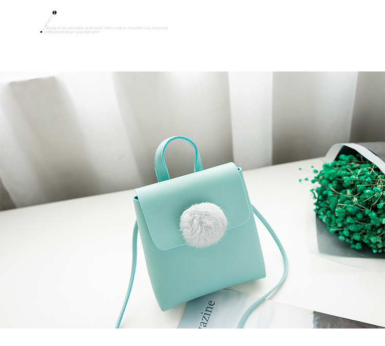 Factory Wholesale Women's Shoulder Fur Ball Bag 2018 New Korean Style Women's Crossbody Shell Shape Mobile Phone Bag 97