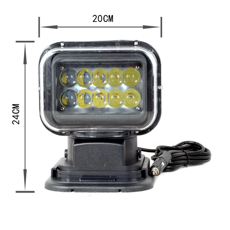 Factory Wholesale 50W Led Remote Control Searchlight Outdoor Work Light Marine Search Light Car Remote Control LED Spotlight