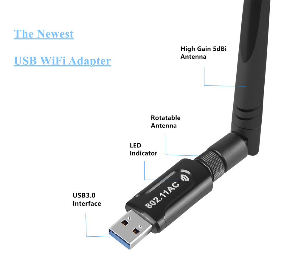 1200M Wireless Network Card Driver-Free 2.4G/5.8G USB3.0 Dual-Band Wireless Network Card Wireless Network Card Wi-Fi Receiver 1200M Wireless Network Card Driver-Free 2.4G/5.8G USB3.0 Dual-Band Wireless Network Card Wireless Network Card Wi-Fi Receiver